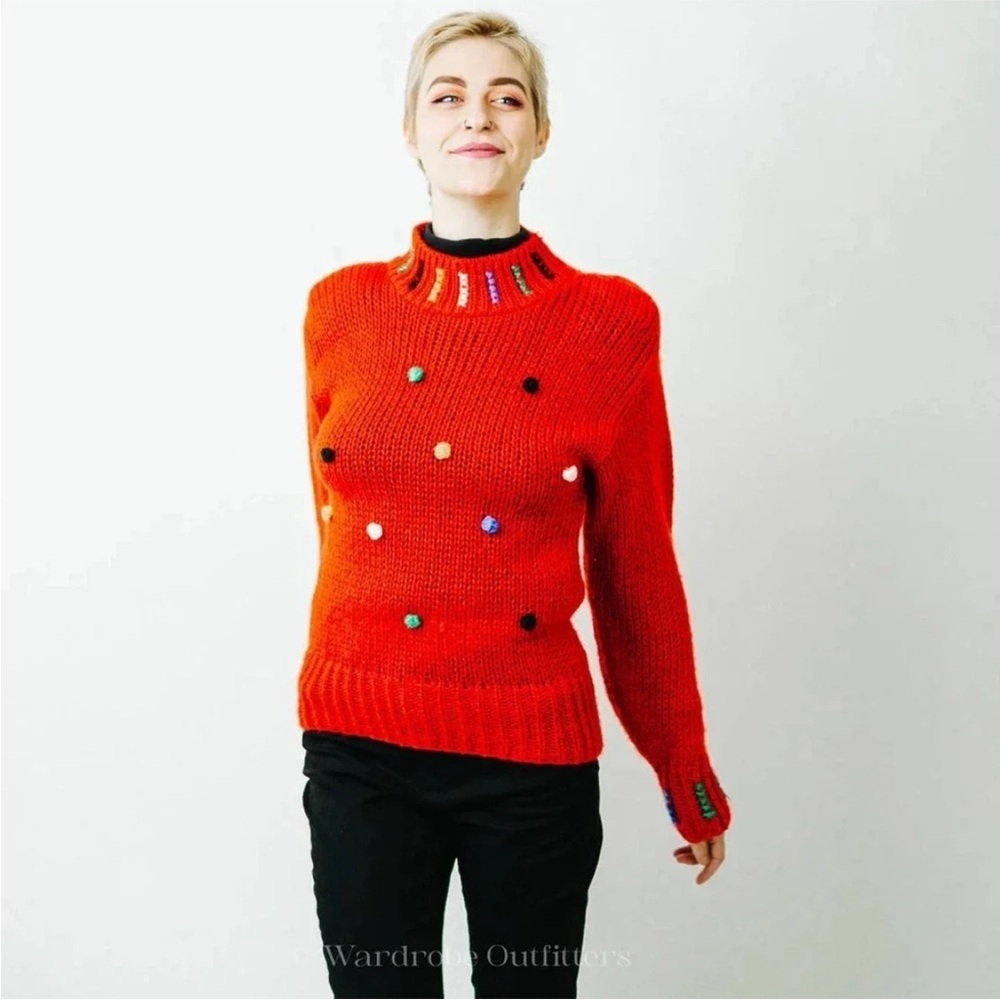 Vintage Women's Red Knit Sweater